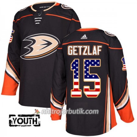 Barn Ishockey Anaheim Ducks Tröja Ryan Getzlaf 15 Adidas 2017-2018 Svart USA Flag Fashion Authentic